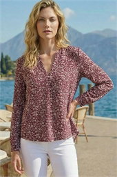 Printed Notch Neck Shirt
