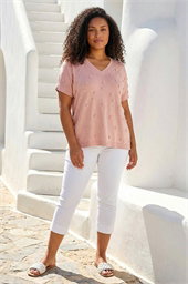 Curve Faux Pearl Embellished Knit Top