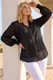 Curve Shimmer Chiffon Blouse