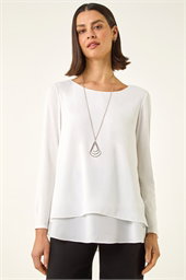 Chiffon Overlay Necklace Top