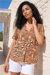 Floral Abstract Print Tunic Top