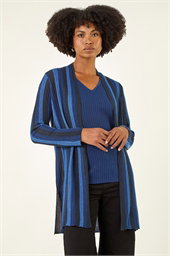 Stripe Ribbed Knit Cardigan