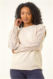 Petite Knit Jacquard Sleeve Jumper