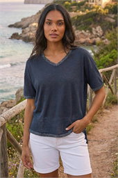 Metallic Trim V-Neck T-Shirt