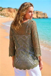 Crochet Lace V-Neck Open Knit