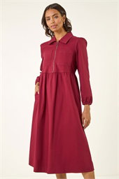 Front Zip Midi Dress