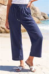 Cropped Linen Blend Trouser
