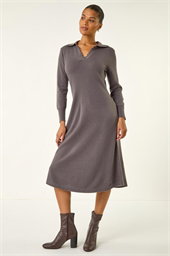 Scallop Detail Knitted Midi Dress