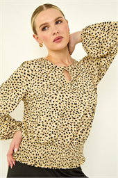 Petite Printed Shirred Band Top