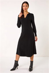 Scallop Detail Knitted Midi Dress