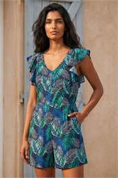 Tropical Leaf Print Playsuit