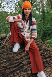 Stripe Buttoned Knit Cardigan