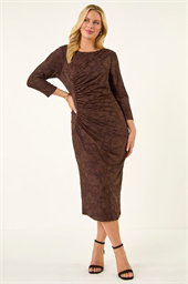 Petite Jacquard Ruched Stretch Dress
