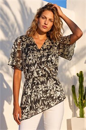 Floral Plisse Wrap Top