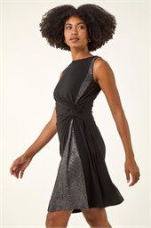 Side Twist Sleeveless Glitter Dress