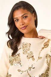 Sequin Floral Knit Jumper