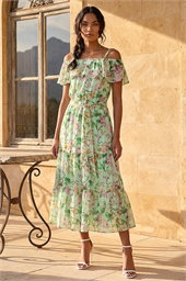 Floral Bardot Midi Dress