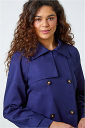 Cotton Blend Cropped Stretch Trench Coat