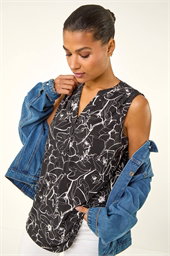 Floral Print Stretch Vest