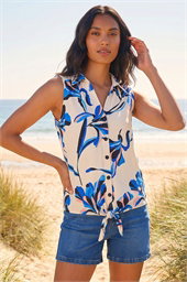 Floral Tie Front Blouse