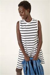 Stripe Jersey A-Line Stretch Dress