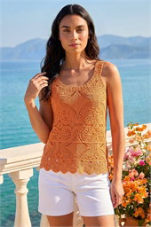 Cotton Crochet Knit Vest Top