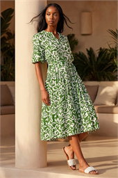 Petite Swirl Print Midi Dress