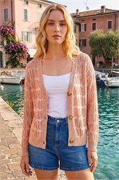 Stitch Detail Button Through Knit Cardigan
