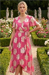 Jacquard Midi Wrap Dress