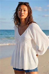Shirred V-Neck Top