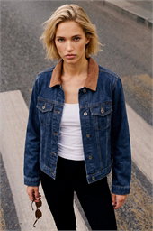 Cord Collar Denim Jacket