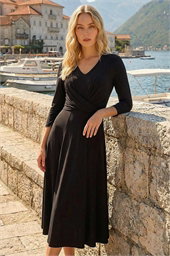 Stretch Crossover Midi Dress