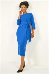 Petite Tie Waist Stretch Midi Dress