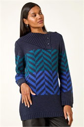 Stripe Roll Neck Knit Jumper