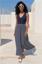 Chevron Print Ribbed Midi Dress