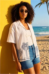 Dusk Palm Embroidered Shirt