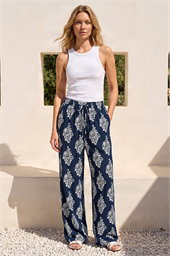 Mono Print Wide Leg Trouser