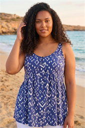 Curve Ikat Print Woven Vest Top
