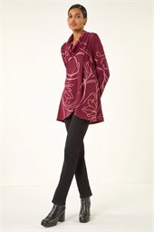 Printed Cowl Neck Stretch Top