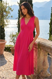 Lace Trim V-Neck Midi Dress 