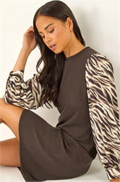 Petite Contrast Frill Stretch Dress