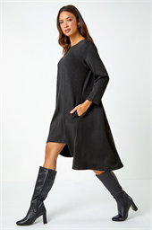 Ribbed Asymmetric Stretch Dress