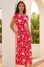 Floral Print Pocket Midi Dress