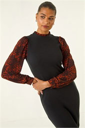 Contrast Print Knitted Dress