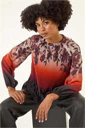 Floral Placement Pleated Top