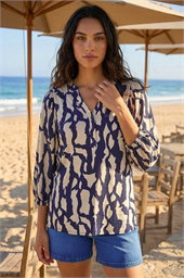 Mono Abstract Print Top