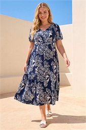 Curve Floral Midi Dress