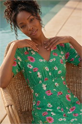 Floral Ruched Sleeve Dress