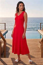Sleeveless V-Neck Midi Dress