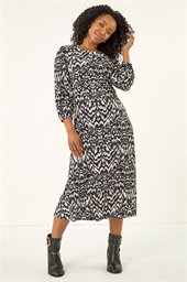 Petite Abstract Stretch Midi Dress
